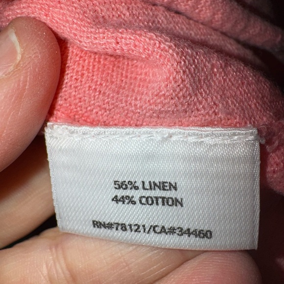Eileen Fisher Petite Women’s VNeck‎ Lightweight Sweater Size 2P-4P Coral Color - Picture 3 of 5